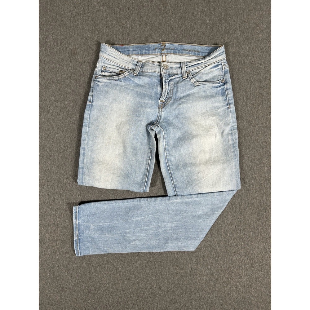 7 For All Mankind Skinny Jeans Womens 26 Light Wash Stretch Low Rise Denim